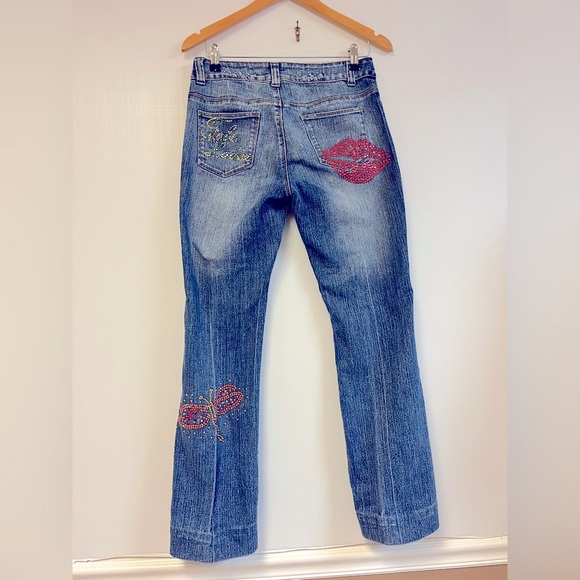 Vintage FUBU Women’s Rhinestone Boot Cut‎ Jeans – Y2K Medium Wash (Size 5/6) - Picture 3 of 4